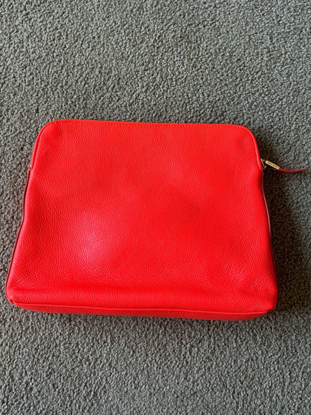 India Hicks The Insider Orange Leather Cosmetic Pouch Bag